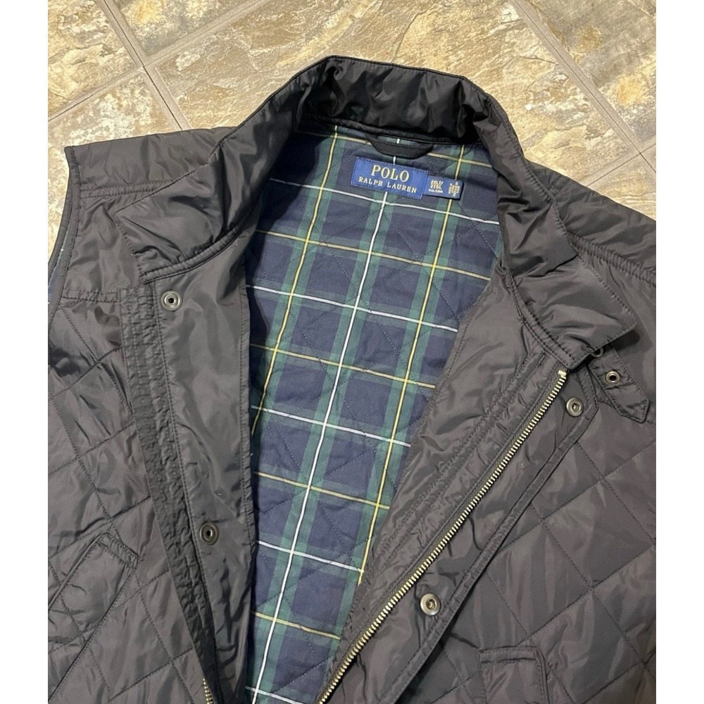 Polo Ralph Lauren Quilted Vest Mens 2XLT Black Plaid Lined Equestrian Polo Club - Picture 3 of 9